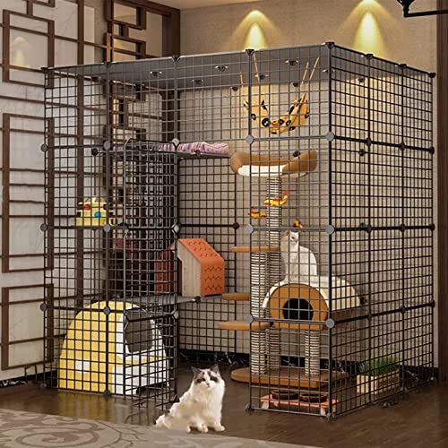 xixi-home Großer Katzenkäfig für den Innenbereich, Katzenkäfig, DIY, Laufgitter, Katzenvilla, großer Übungsplatz, faltbarer Katzenkäfig mit Zubehör, für Katzen, Hasen, Chinchilla (147 x 111 x 145 cm) von xixi-home