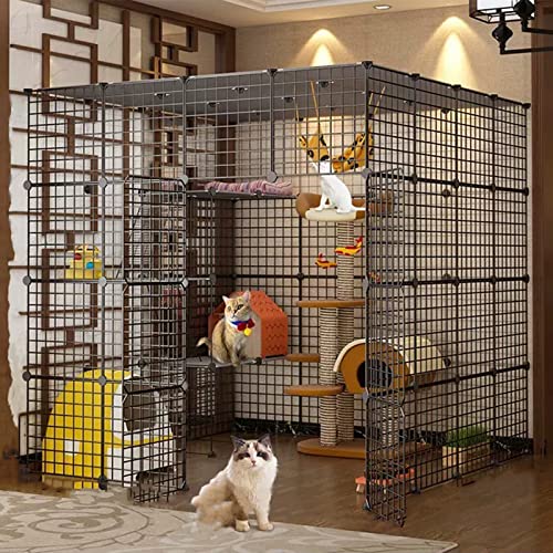 xixi-home Großer Katzenkäfig für den Innenbereich, Katzenkäfig, DIY, Laufgitter, Katzenvilla, großer Übungsplatz, faltbarer Katzenkäfig mit Zubehör, für Katzen, Hasen, Chinchilla (147 x 147 x 145 cm) von xixi-home