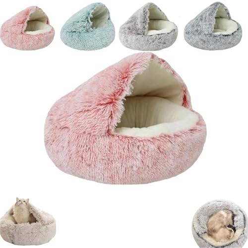 Lapcatz Nestbett, Lapcatz-Nest für kleine Haustiere, Pursnug Katzenbett, halbgeschlossenes Haustiernest, Lapcatz überzogenes Katzenbett für Indoor-Katzenhöhle und beruhigende Hundebetten, abnehmbar, von xiyuxiang@