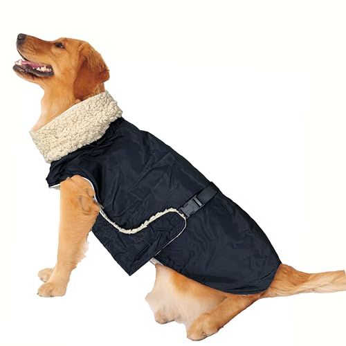 Hund Wintermäntel Einstellbare Winddichte Warme Weste Hundemantel Schnellverschluss Schnalle Hund Winterjacke für mittelgroße Hunde (Schwarz) von xmf