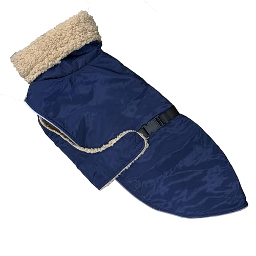 Hund Wintermäntel Verstellbare Winddichte Warme Weste Hundemantel Schnellverschluss Schnalle Hund Winterjacke für mittelgroße Hunde (Blau) von xmf