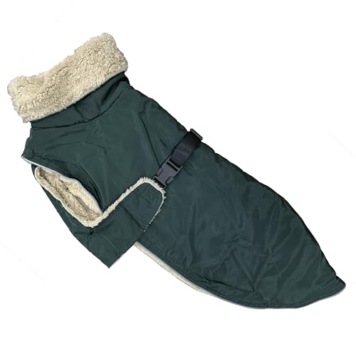 Hund Wintermäntel Verstellbare Winddichte Warme Weste Hundemantel Schnellverschluss Schnalle Hund Winterjacke für mittelgroße Hunde (Grün) von xmf