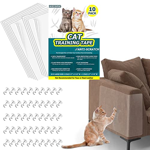 Kratzschutz Katze, 10 Pack Transparent Katze Kratzschutz Klebefolien, Haustier-Kratzschutz für Sofa, Cat Couch Protector, Sofaschutz Kratzfolie von xocome