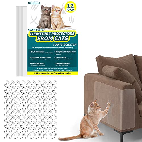 Kratzschutz Katze, Doppelseitig Kratzpads für Katzen mit Selbstklebend Katze Kratzschutzfolie mit 100 Polster Nägel Katze Krallen Guards Pads für Sofa Wand Tür und Möbel von xocome