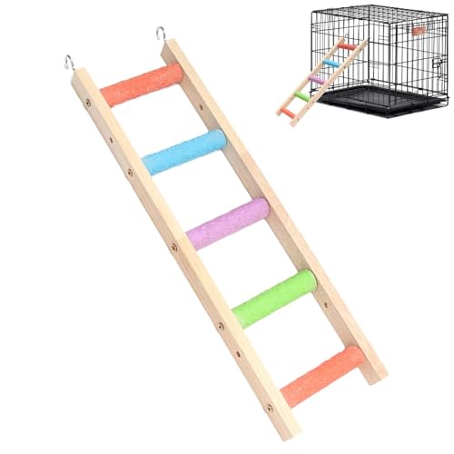 xowwyue Papageienschwungleiter, Vogelkäfigleiter | Interaktives Sittichkletternspielzeug | Hölzernen farbenfrohen Haustier Natural Swing Cockatiels Sittiche Pet Cage Accessoires von xowwyue