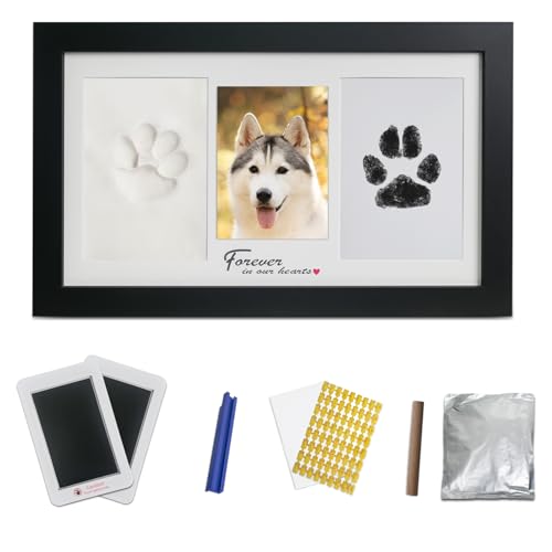 xuepett Hundepfotenabdruck-Set mit Rahmen, Pfotenabdruck-Stempelkissen und Pfotenabdruck-Ton, Pfotenabdruck-Set mit Anpassungswerkzeug, DIY-Gedenkgeschenke für Hunde und Katzen von xuepett