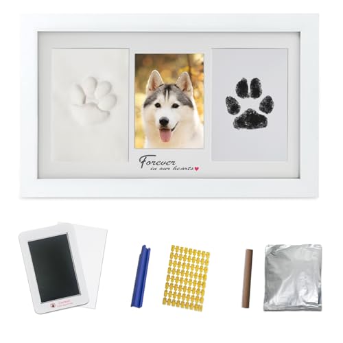 xuepett Hundepfotenabdruck-Set mit Rahmen, Pfotenabdruck-Stempelkissen und Pfotenabdruck-Ton, Pfotenabdruck-Set mit Anpassungswerkzeug, DIY-Gedenkgeschenke für Hunde und Katzen von xuepett