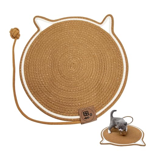 Kratzteppich Katze Kratzmatte Kratzbrett - Kratzpappe mit Kratzkugel, Fummelbrett für Katzen Decke in Form Eines Katzenohrs Katzenkratzbretter Kratzschutz Katzenzubehör Kratzmöbel, Durchmesser 43cm von xyuayamz