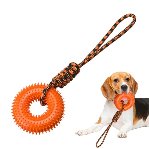 yakermur Quietschendes Spielzeug für Hunde, Anti-Stress-Ring, mit Stachelring, Welpenspielzeug mit Seil zur Linderung von Langeweile, interaktiver Trainingsring für kleine, mittelgroße und große Hunde yakermur Quietschendes Spielzeug für Hunde, Anti-Stress-Ring, mit Stachelring, Welpenspielzeug mit Seil zur Linderung von Langeweile, interaktiver Trainingsring für kleine, mittelgroße und große Hunde von yakermur