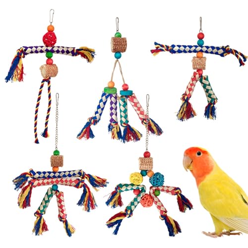 yakermur Vogelspielzeug Für Papageien - 5er Set Papageienkäfig Knabberspielzeug | Bunte Kau-Seile, Zerlegespaß Und Baumwollseil Zur Langeweilevorbeugung Für Wellensittiche yakermur Vogelspielzeug Für Papageien - 5er Set Papageienkäfig Knabberspielzeug | Bunte Kau-Seile, Zerlegespaß Und Baumwollseil Zur Langeweilevorbeugung Für Wellensittiche von yakermur