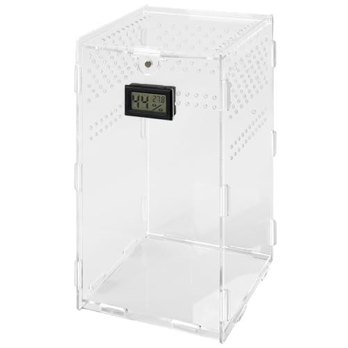 Reptilien-Futterbox, Acryl, transparent, mit Temperatur-Hygrometer, für Spinnen, Reptilien, Eidechsen, Tausendfüßler Reptilien-Futterbox, Acryl, transparent, mit Temperatur-Hygrometer, für Spinnen, Reptilien, Eidechsen, Tausendfüßler von yanwuwa