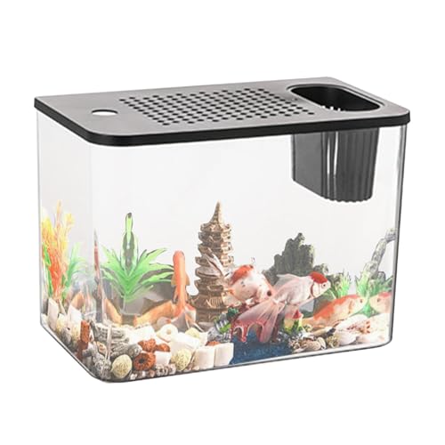 Betta Aquarium-Starter-Kits – transparente Aquarium-Fischschalen mit Tank, kleine Aquarien, kompaktes Aquarium, Landschaftsgestaltung, Dekoration für Fische von yanzisura