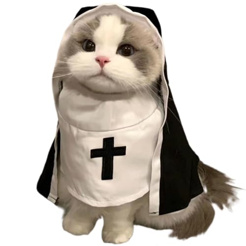 yanzisura Haustierkostüme für Katzen – Halloween Cosplay Nonne Kostüm Lustiges Hundekostüm – Niedliche Schwester Gewohnheit Haustierkostüm Verkleiden Haustier Tuch für mittelgroße Hunde von yanzisura