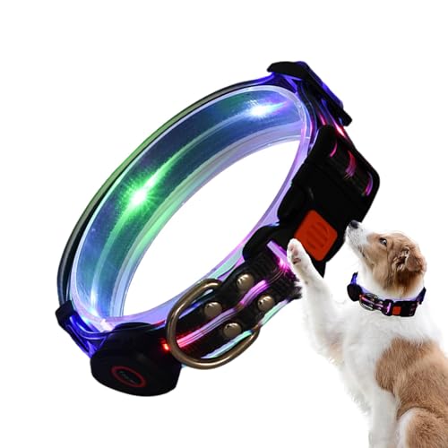 yanzisura Hundehalsband mit LED-Leuchten, Hundehalsband, das im Dunkeln leuchtet - Wiederaufladbares, wasserdichtes, LED-beleuchtetes, verstellbares Haustierhalsband - Verstellbares und wetterfestes von yanzisura