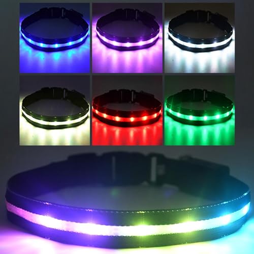 yanzisura Leuchtendes Hundehalsband,LED-Hundehalsband - Buntes wiederaufladbares LED-Hundehalsband - Leuchtendes Hundegeschirr, Hundelichthalsband für Outdoor, Spazierengehen, Nacht, Hund, großer Hund von yanzisura