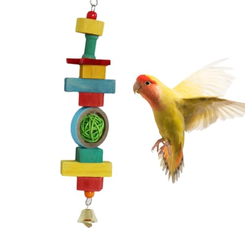 yanzisura Vogelspielzeug,Vogelkauspielzeug - Mehrfarbiges Papageienkäfigspielzeug,Buntes Vogel-Kauspielzeug mit Glocke, Sittich-Spielzeug, Papageien-Hängespielzeug, Vogelkäfig-Zubehör für Sittiche, von yanzisura