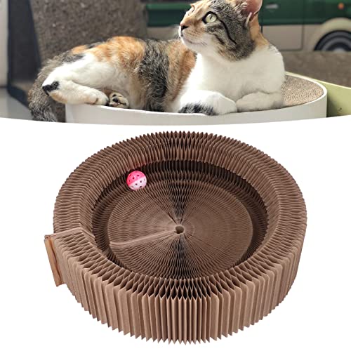 Cat Bed, Cat Lounge Bed, Scratcher Katze Round Shape Zusammenklappbare Kratzlounge aus hochdichter Wellpappe für Katzen und Kätzchen zum Schleifen von Krallen zum Schutz von Möbeln von TOTITOM