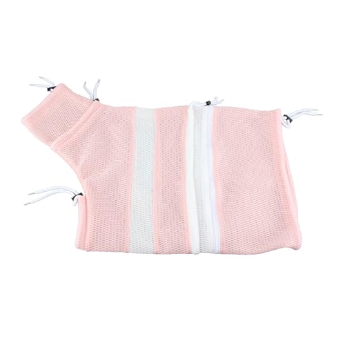 yaogohua Cat Bathing Bag Multifunctional Prevent Scratch 3 Layer Fabric Removable Cat Shower Bag for Cat Grooming Supplies (Pink and White Model) von yaogohua