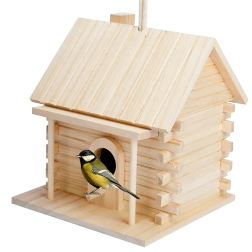 ybaymy Nistkästen Vogelhaus aus Holz Vogelaufzuchtkisten Vogelkäfig im Freien DIY Graffiti Vogelnest Papagei Beschicker Vogelhäuschen zum Aufhängen von ybaymy