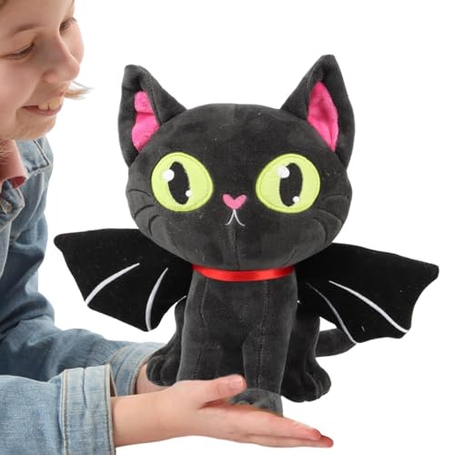 Halloween-Katzenspielzeug – Niedliches Halloween-Katzen-Plüschtier, Halloween-Katzendekoration, schwarze Fledermaus aus Plüsch, gruselige Katze aus Plüsch für Spaß von ycezw