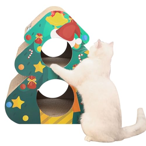 Festive Wellpappe Niedliche Lustige Weihnachten Katze Kratzhaus mit Bällen Kratzfest Katzenkratzer von yeeplant