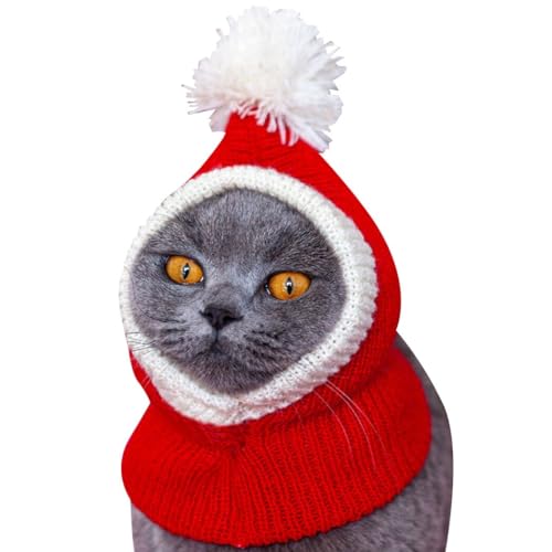 Festliche warme Wintermütze für Katzen und Hunde, niedliches gestricktes Haustier-Weihnachts- und Neujahrsparty-Outfit von yeeplant