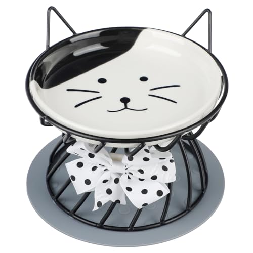 Futternapf mit erhöhtem Keramiknapf für Katzen: Matte und Welpe füttern, runder Futternapf für Kätzchen von yeeplant
