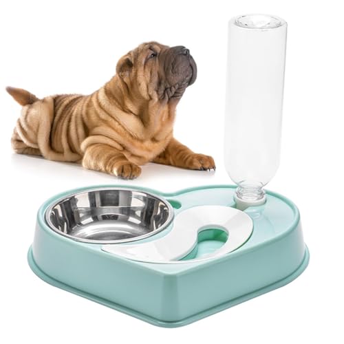 Futterstation für Haustiere aus Edelstahl und Herzform, mit abnehmbarem Universal-Wassernapf für Katzen und Hunde von yeeplant