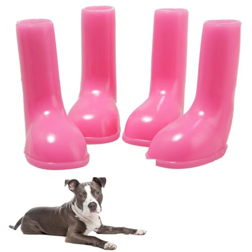 Gummistiefel für Hunde, wasserdicht und waschbar, einfarbig, rutschfest, leicht, flexibel, 4 Stück, für kleine bis mittelgroße Haustiere von yeeplant