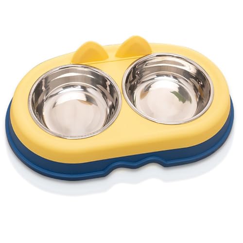 Haushalt Home Pet Bowl Double Plastic and Stainless Steel Smooth Puppy Water Bowl for Small to Large Animals von yeeplant