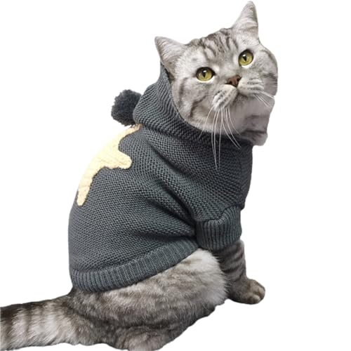 Haustier-Pullover aus Acrylfaser, dick, warm, mit Kapuze, Wintermode, Sternenkleidung für Welpen, Outfit, Katze von yeeplant