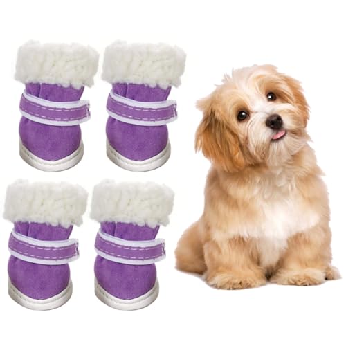 Haustierpfotenschutz für kleine bis mittelgroße Hunde: atmungsaktiv, niedlich und langlebig, Winterstiefel, 4-teiliges Set von yeeplant