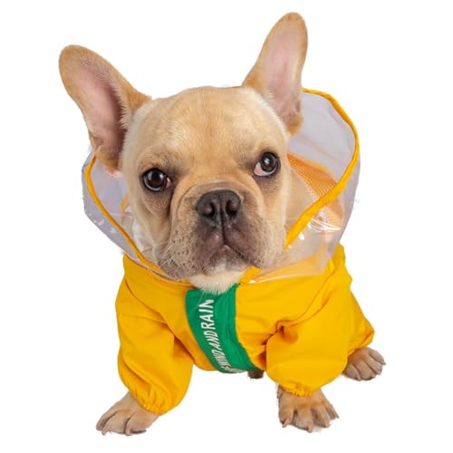 Leichte Hunde-Regenjacke mit Kapuze, wasserdichter Reißverschluss, PVC-Poncho-Kapuzenpullover für kleine bis mittelgroße Hunde von yeeplant