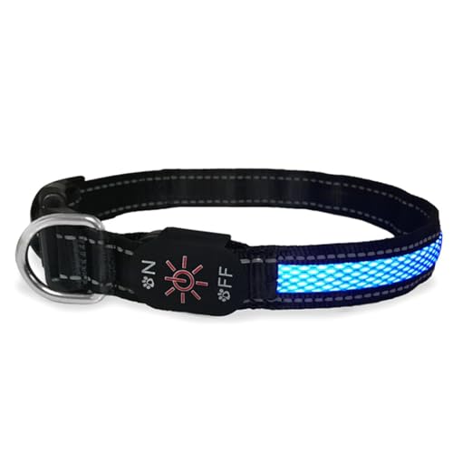 Modisches USB-Hundehalsband, wiederaufladbar, helles Blinklicht, Nylon, sichtbares Sicherheitshalsband für Haustiere von yeeplant