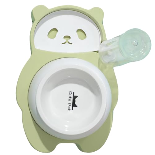 Panda-Themed Abnehmbare geneigte Keramik Haustier Schüssel Set für Katzen und Hunde - Enthält Wasserspender und Slow Feeder von yeeplant