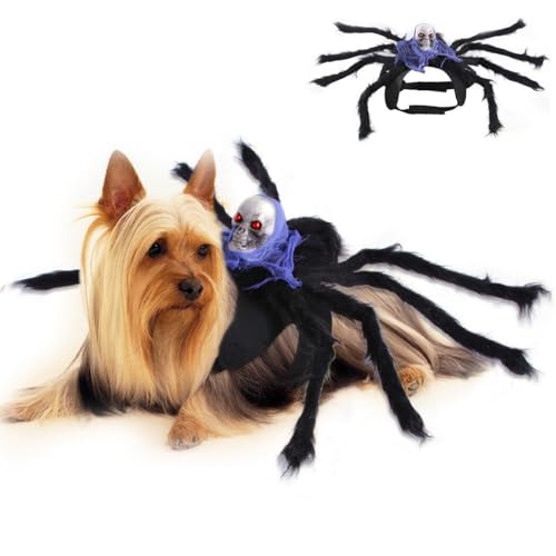 Plüsch-Hunde-Outfit, weiches Filz, wiederverwendbar, Spinne, Haustierkostüm, gruselig, Horror, Halloween-Zubehör für Welpen von yeeplant