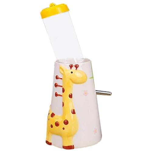 Silent Kleine Haustier Wasserspender Set mit auslaufsicherer Keramik Wasserflasche für Hamster, Ratten - Deko Giraffe Design von yeeplant