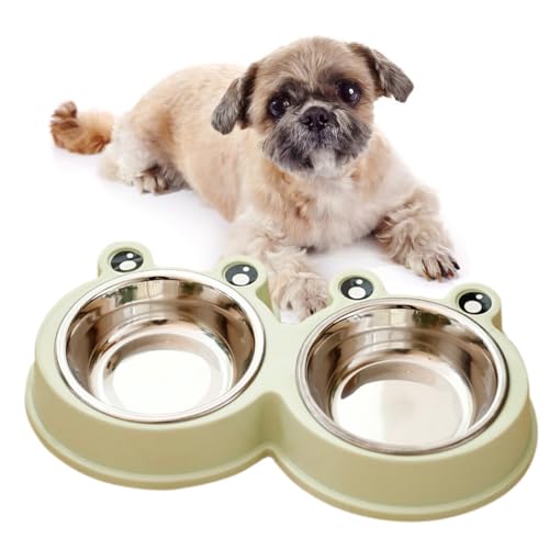 Simple Household Dual Stainless Steel Pet Bowl - Water and Feed Bowl for Cats and Dogs, Nonslip and Universal von yeeplant