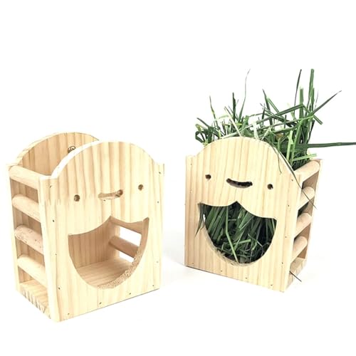 Stabiler Kaninchen-Heu-Futterspender aus Holz, platzsparend, bissfest und bezauberndes Design für Kaninchen und Kätzchen von yeeplant