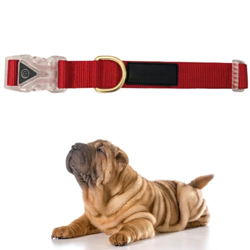 Tragbares und verstellbares Hundehalsband aus weichem Nylon mit klassischer beleuchteter Schnalle für Training und Outdoor von yeeplant