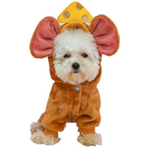 Verstellbares Cosplay-Outfit für Hunde, warm, mit Kapuze, für Katzen, Käse, Maus, Dekoration, Urlaubs-Haustier-Kostüm für Haustiere von yeeplant