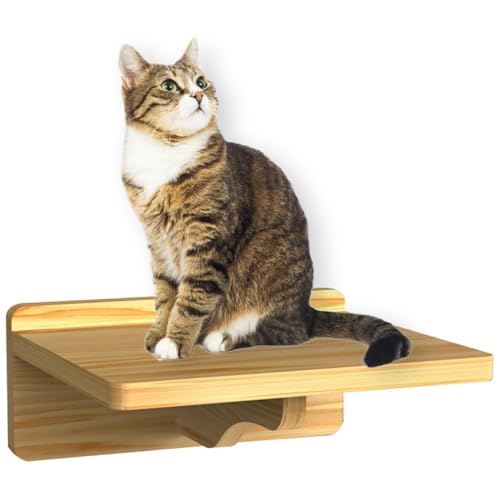 Wandmontiertes Katzenregal aus Holz, stabil für lustige Katzenmöbel, Sitzstange, Brücke, Trittleiter von yeeplant