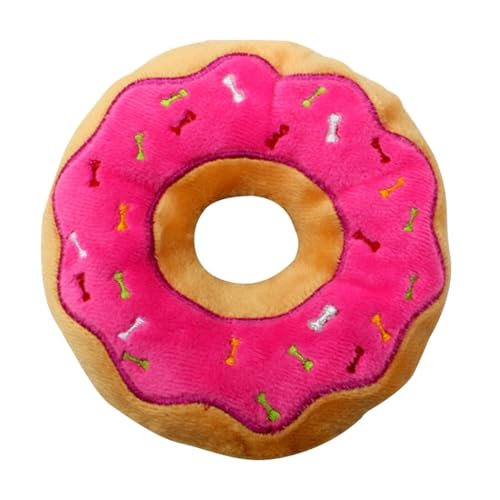 Weiches Plüsch-Donut-Quietschspielzeug für Welpen, rundes leichtes Kauspielzeug für Hunde, interaktiver Haustierspaß von yeeplant