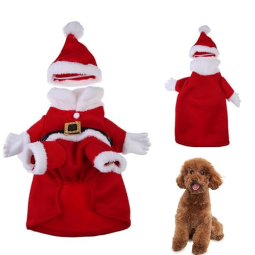 Winterbekleidung für Hunde: Entzückendes Weihnachtsmann-Cosplay-Kostüm und weiche Mütze, perfekt für Weihnachten von yeeplant