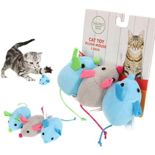 yeeplant 3 Stück dekoratives Plüsch-Katzen-Maus-Spielzeug, tragbares Kätzchen-Kauspielzeug für Beißen und Zahngesundheit, Heimdekoration von yeeplant