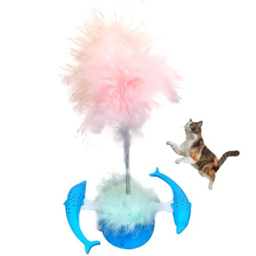 yeeplant Adorable Spin Fun Kitten Reusable Treat Toy Turntable Toy Funny Plastic Feather Nonslip Cat Fake Play von yeeplant