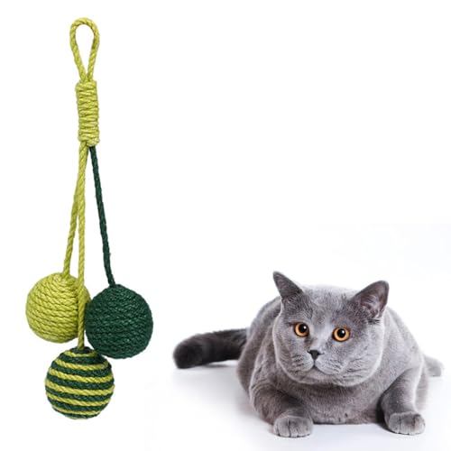 yeeplant Aktivitätsübung Zähne Seil Ball Spielzeug Haustier Proof Biss Interaktiver Klang Handgemachtes Natürliches Sisal Spielzeug Kauen Katze von yeeplant