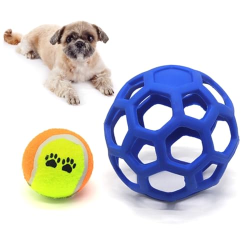 yeeplant Elastischer Gummi-Puzzle-Spielball für Hunde, interaktiv, mit innerem Tennisball zum Kauen, klein, mittel, groß von yeeplant