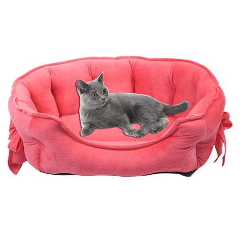 yeeplant 【Gepolstertes Nest für Haustiere】Deluxe Samt Hunde- und Katzenbett mit wasserdichtem Boden, ideal für Welpen, Kätzchen und Kleintiere von yeeplant