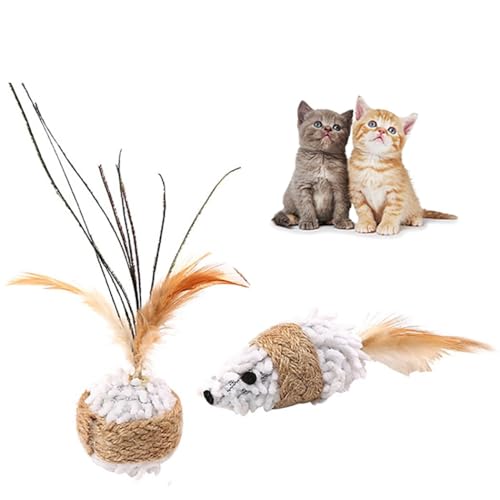 yeeplant Interaktives Katzenspielzeug-Set mit Maus und Ball mit Plüsch und Feder von yeeplant